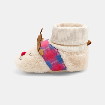 حذاء مرن دون نعل للأطفال على شكل رنّة، باللون الأبيض للرضّع من الجنسين.